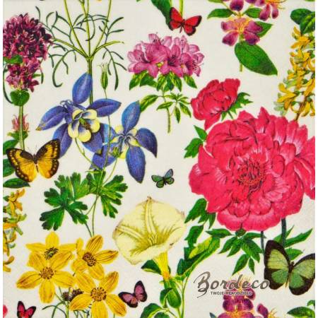 Serwetka decoupage firmy AMBIENTE kwiaty ogrodowe 33x33cm